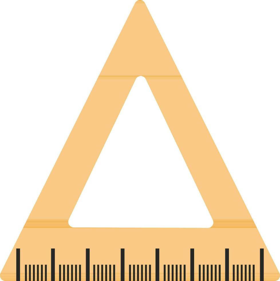 Triangular ruler in orange color. vector