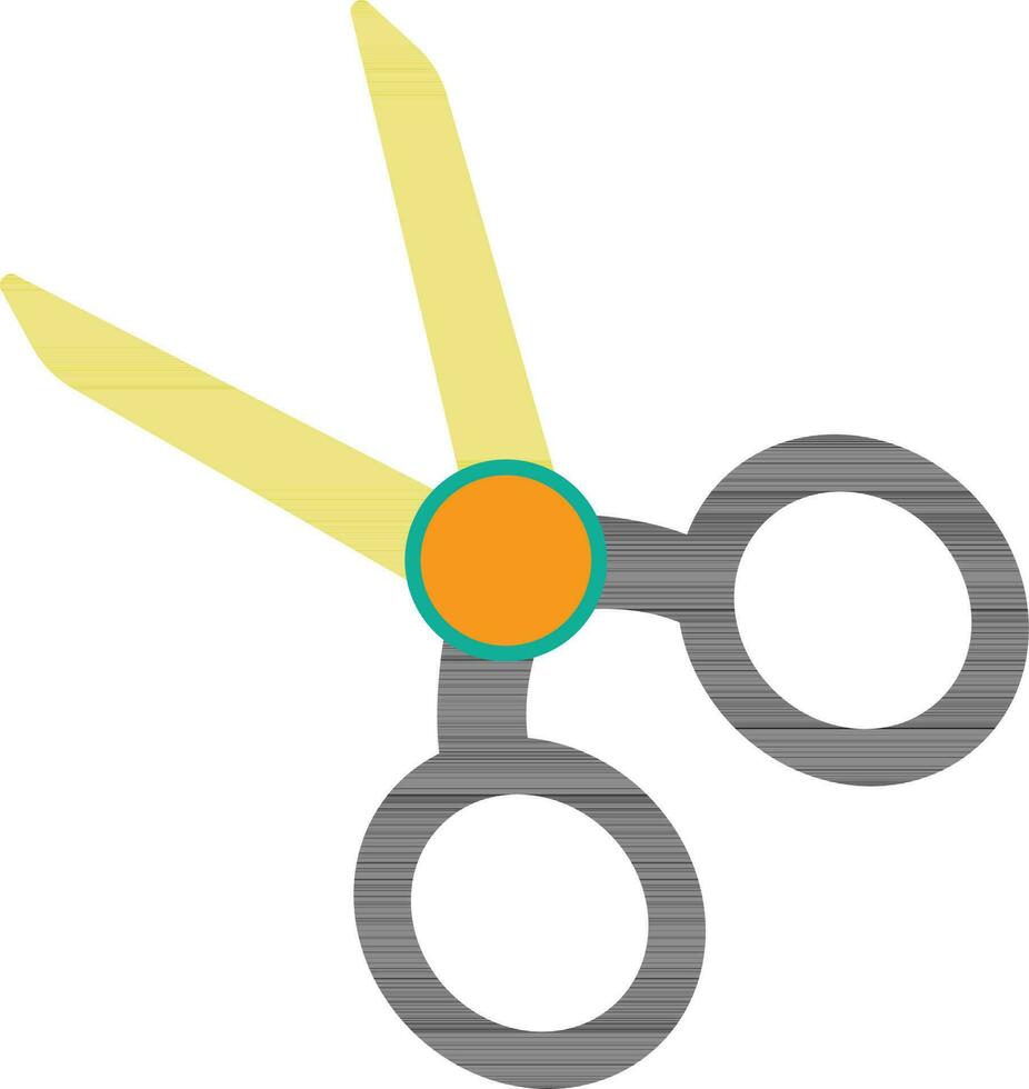 Grey and green scissor in flat style. vector