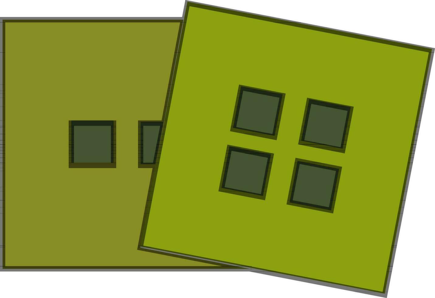 Green square shape dice. vector