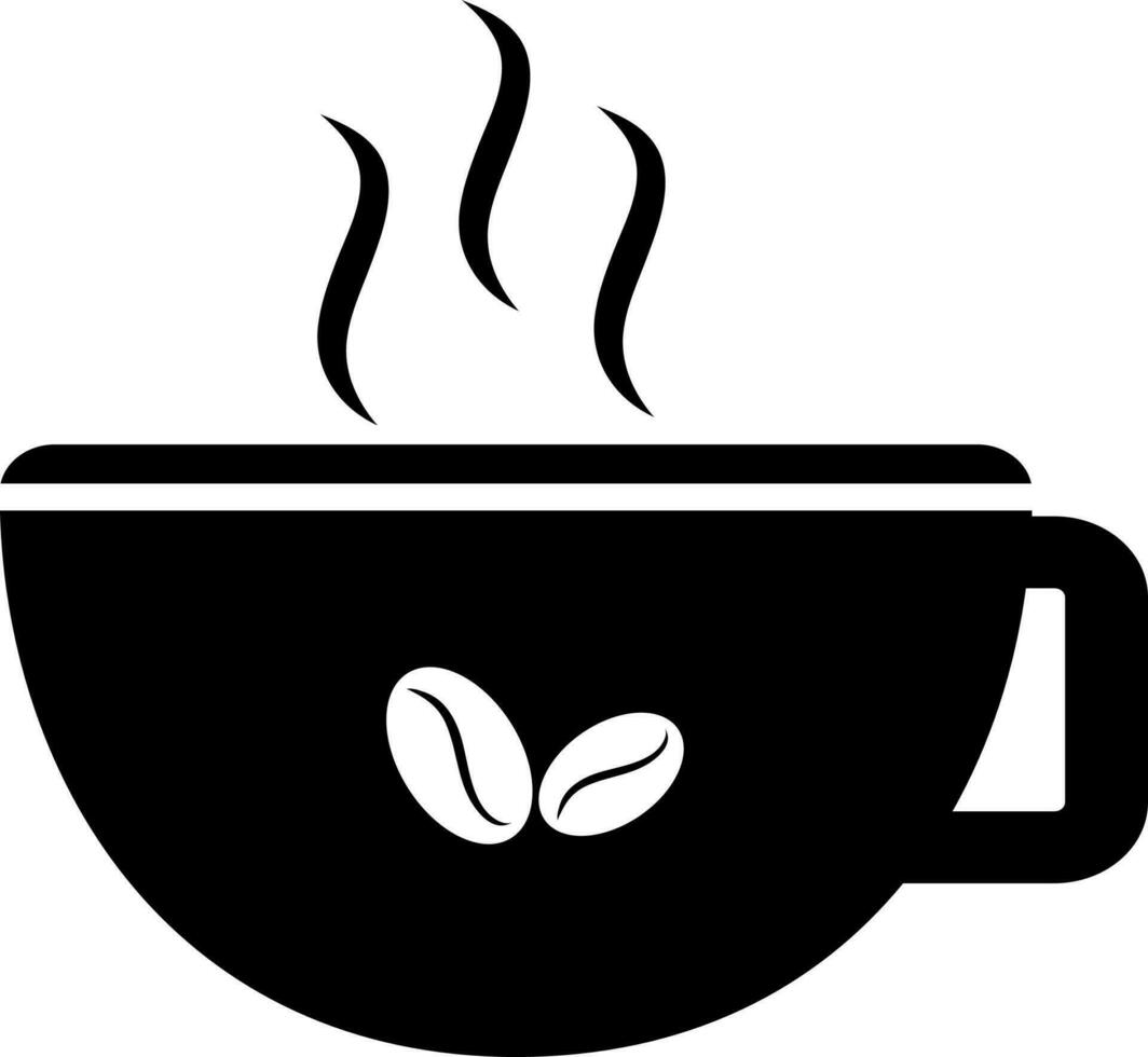 Hot coffee in cup, Vector sign or symbol.