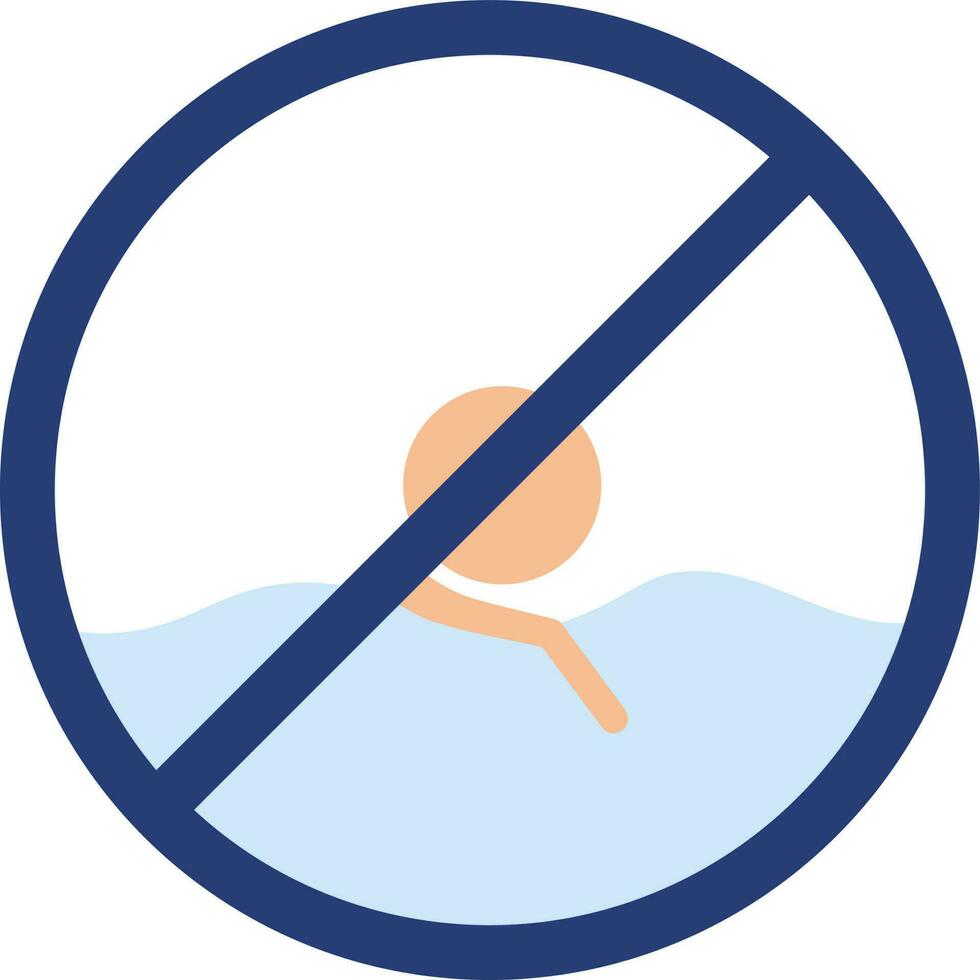 Illustration of no swimming sign icon. vector