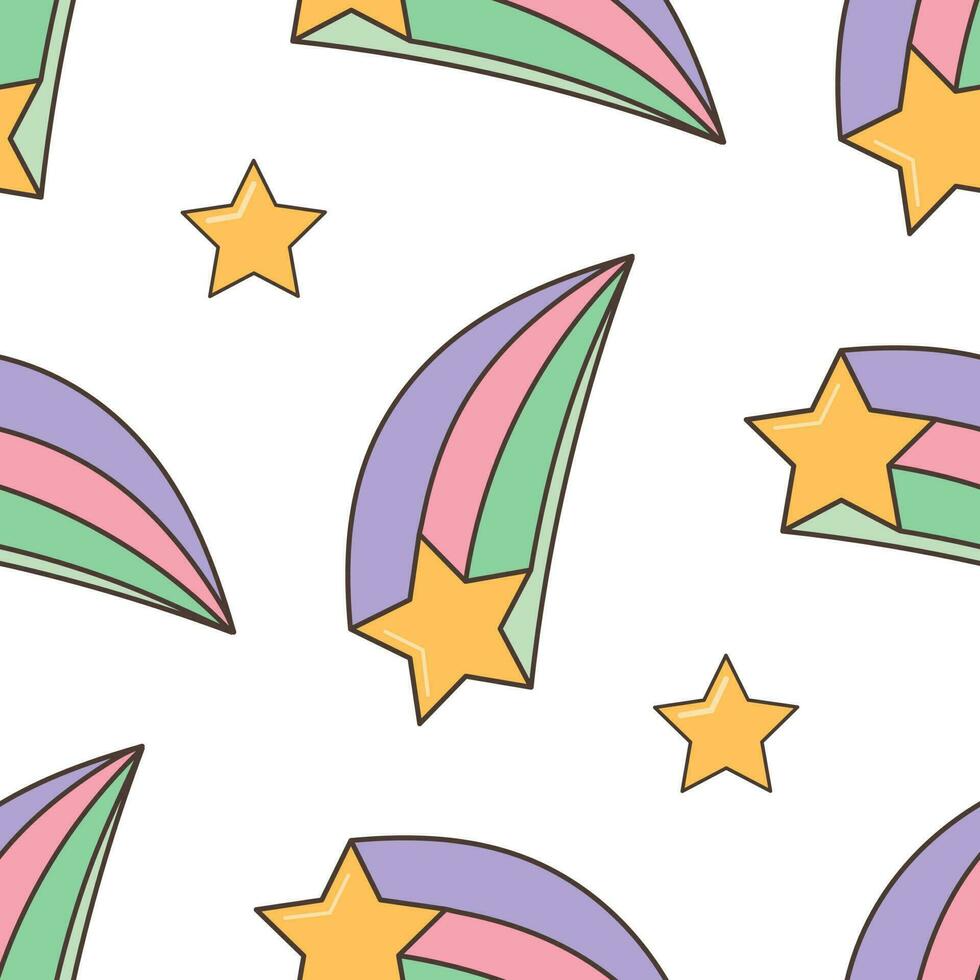 1970-1960s elements Seamless Patterns Design Wallpaper. Cartoon vector illustration. Trendy retro psychedelic style