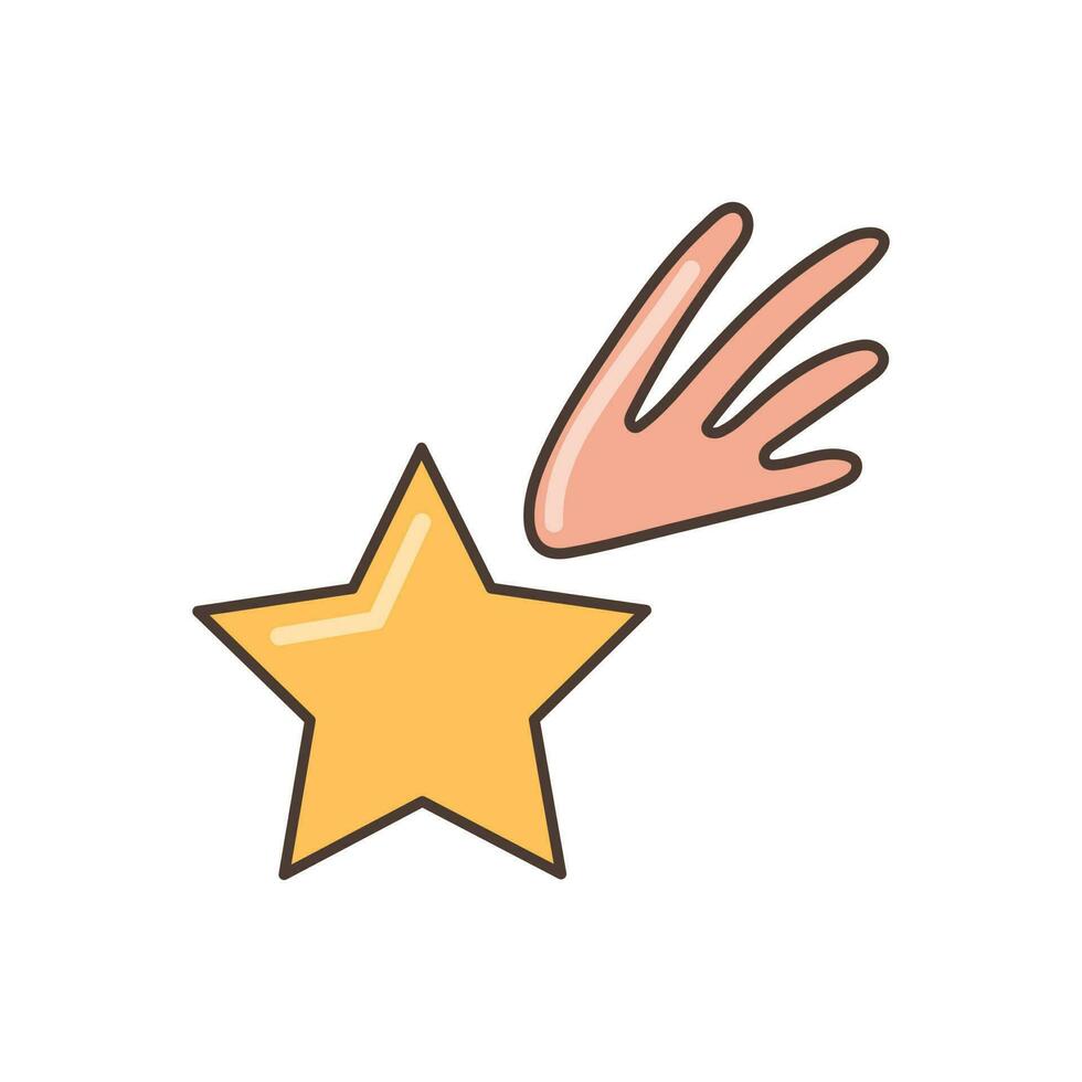 Star icon with a tail.  Illustration in cartoon style. 70s retro clipart  vector design.