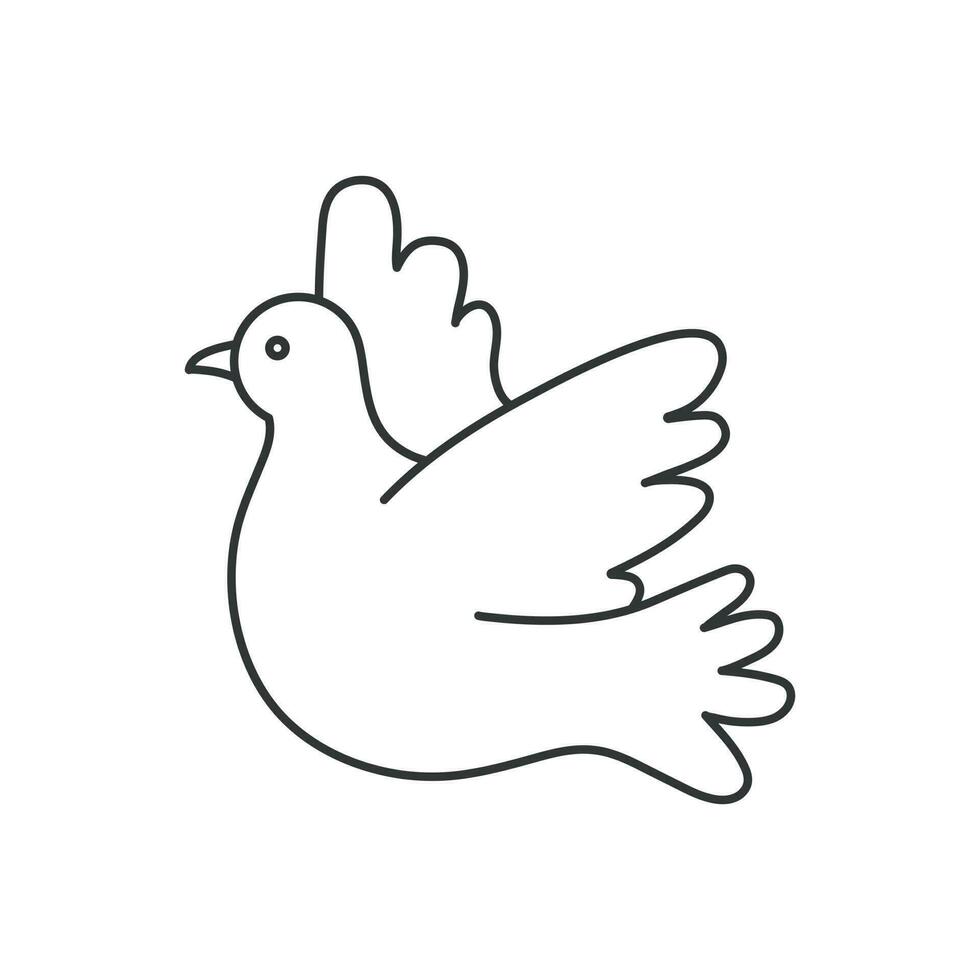 Peace dove flying icon. Illustration in outline style. Vector design.