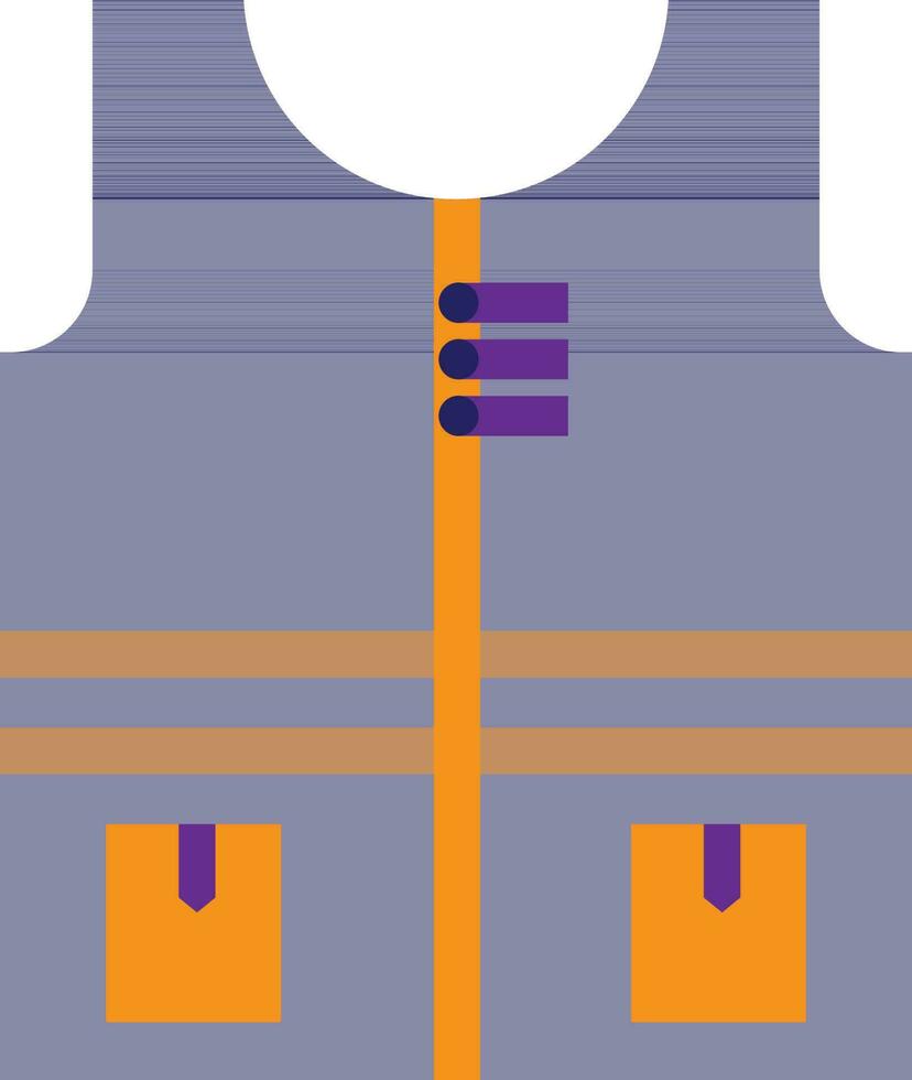Blue and orange safety vest in flat style. vector