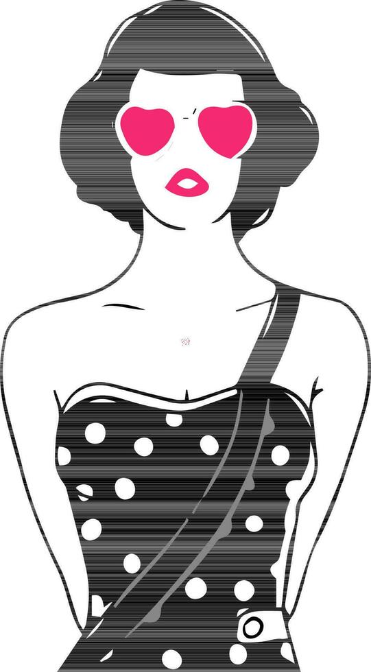 Illustration of a young girl in stylish outfits. vector