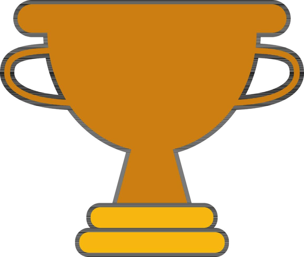 Bown and yellow color trophy cup. vector