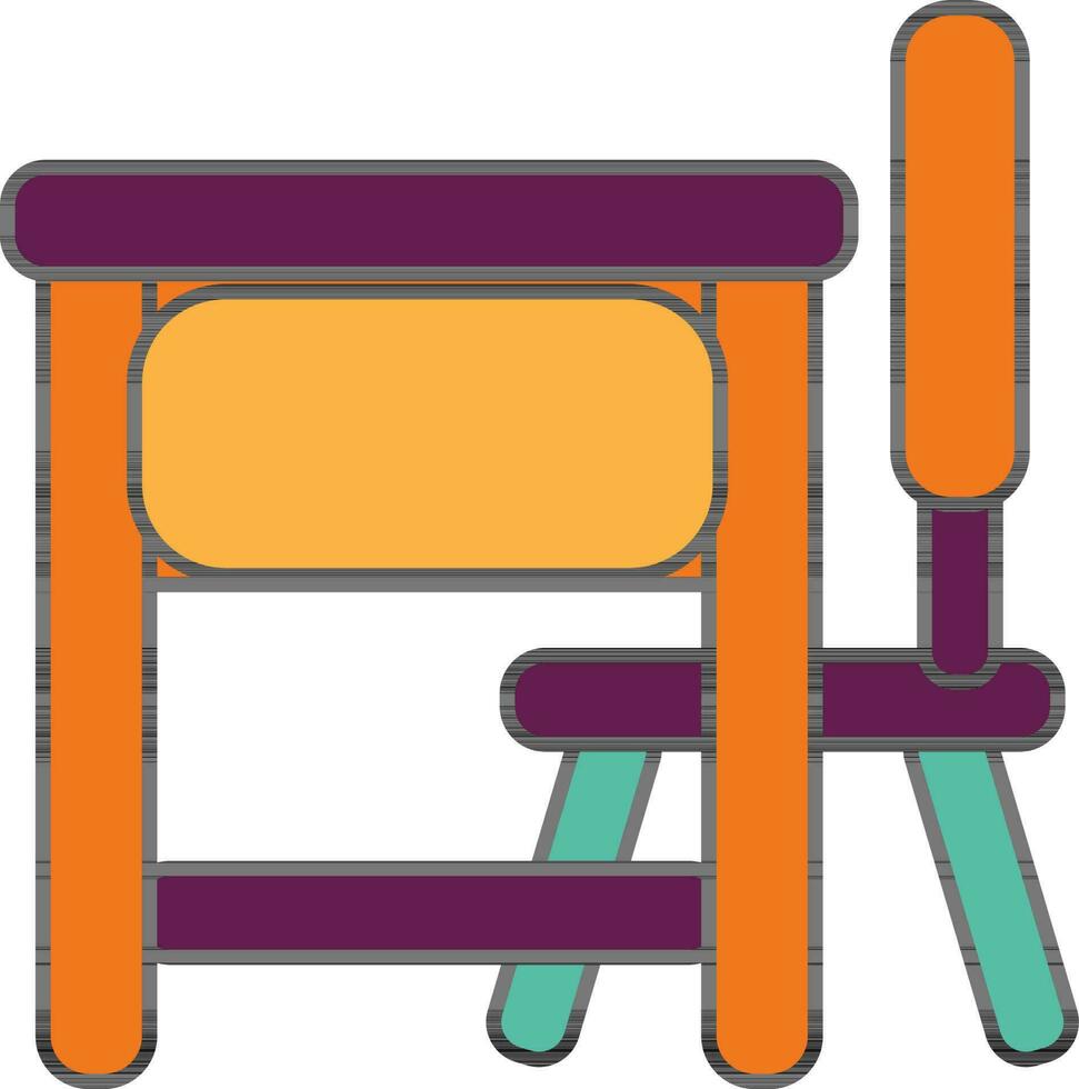 Side view of colorful chair and table. vector