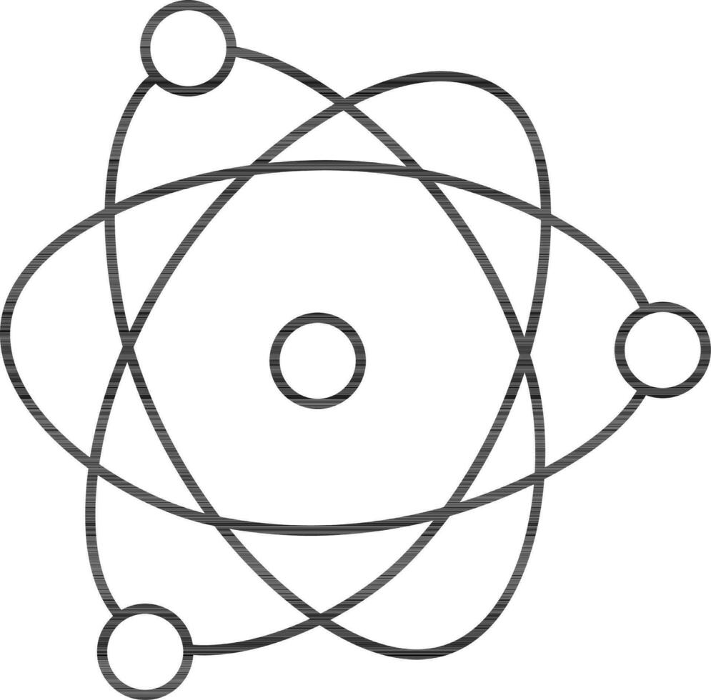 Line art pictogram of atom structure. vector