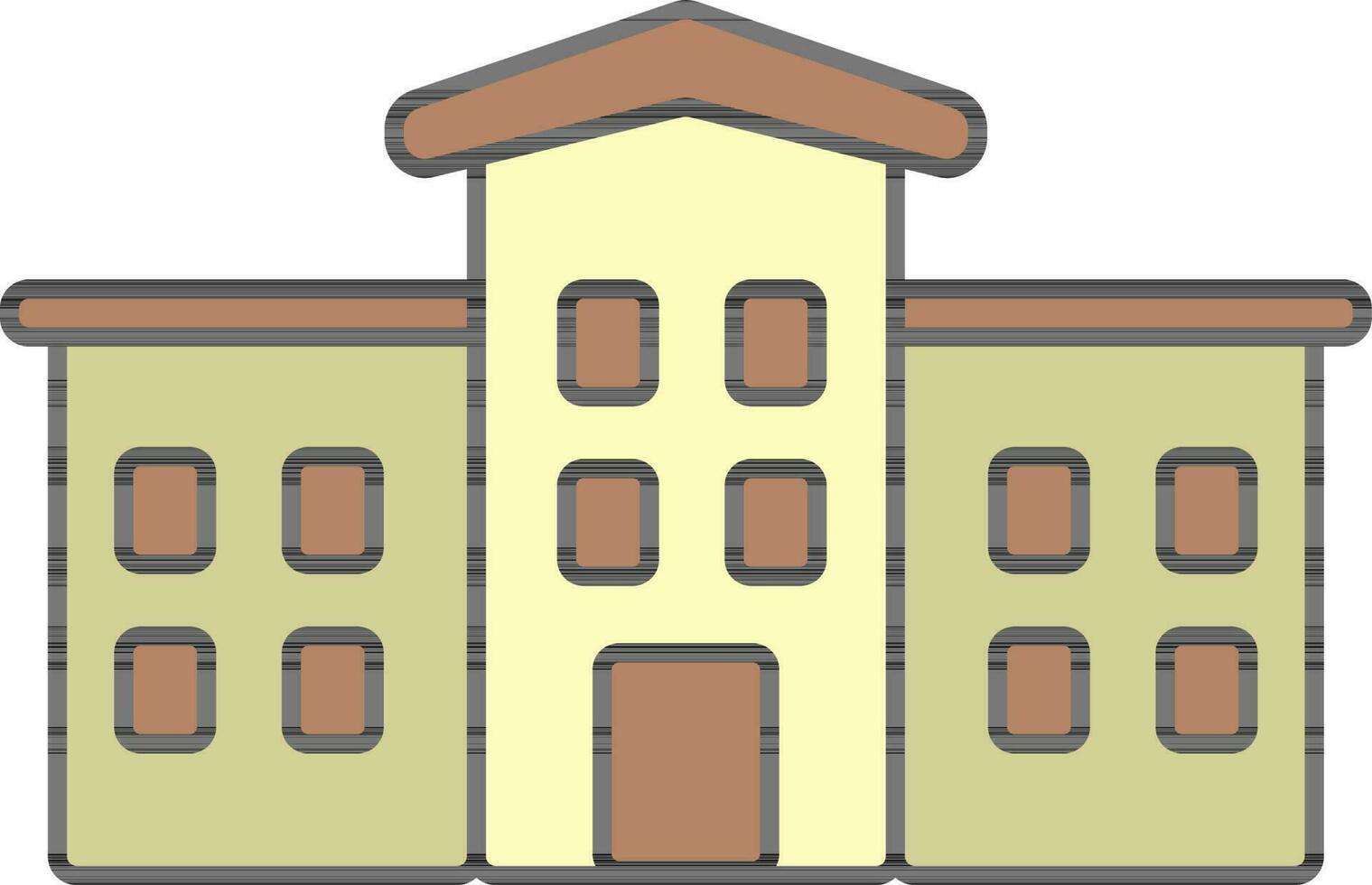 Yellow and brown color illustration of school building. vector