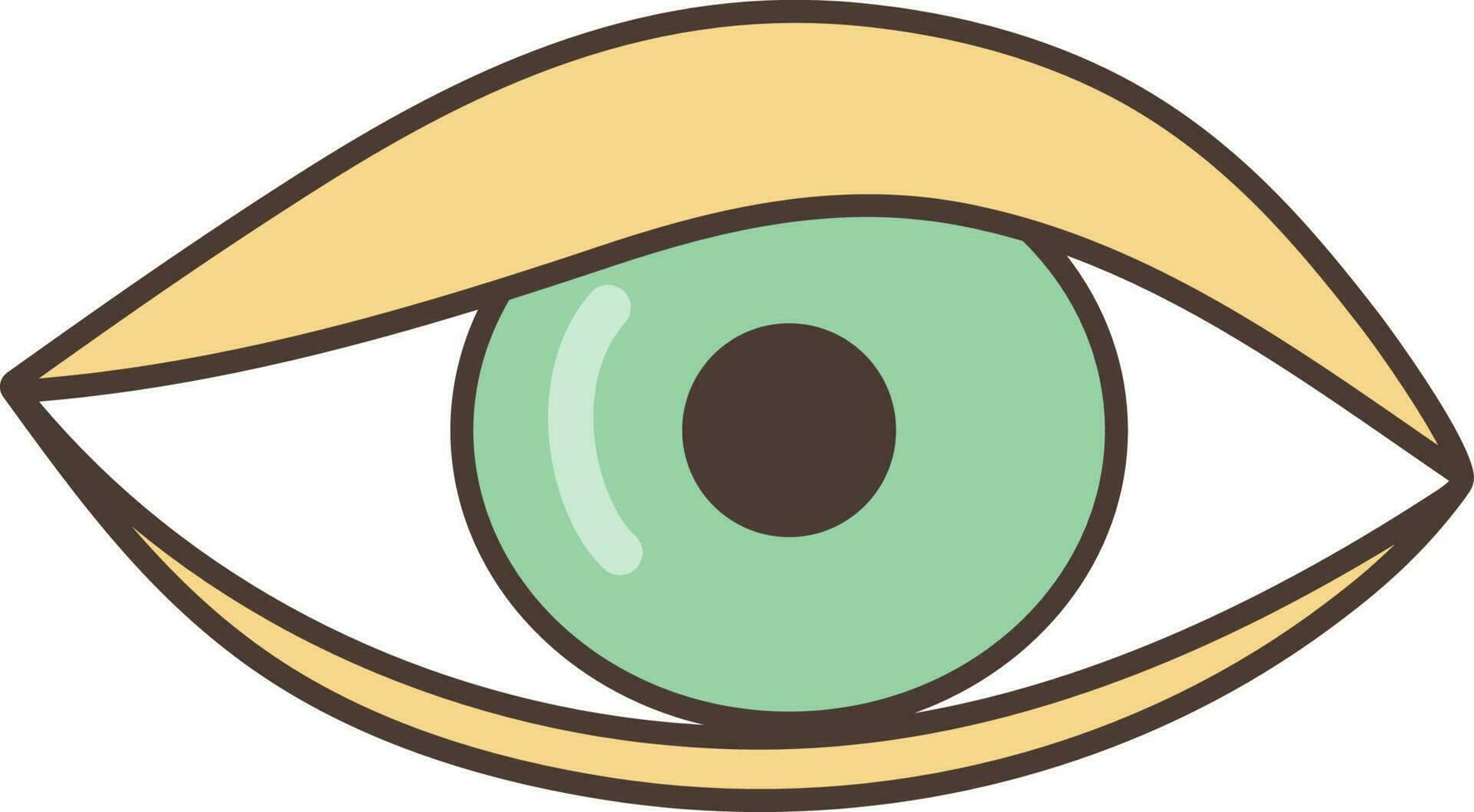 Green eye icon.  Illustration in cartoon style. 70s retro clipart  vector design.