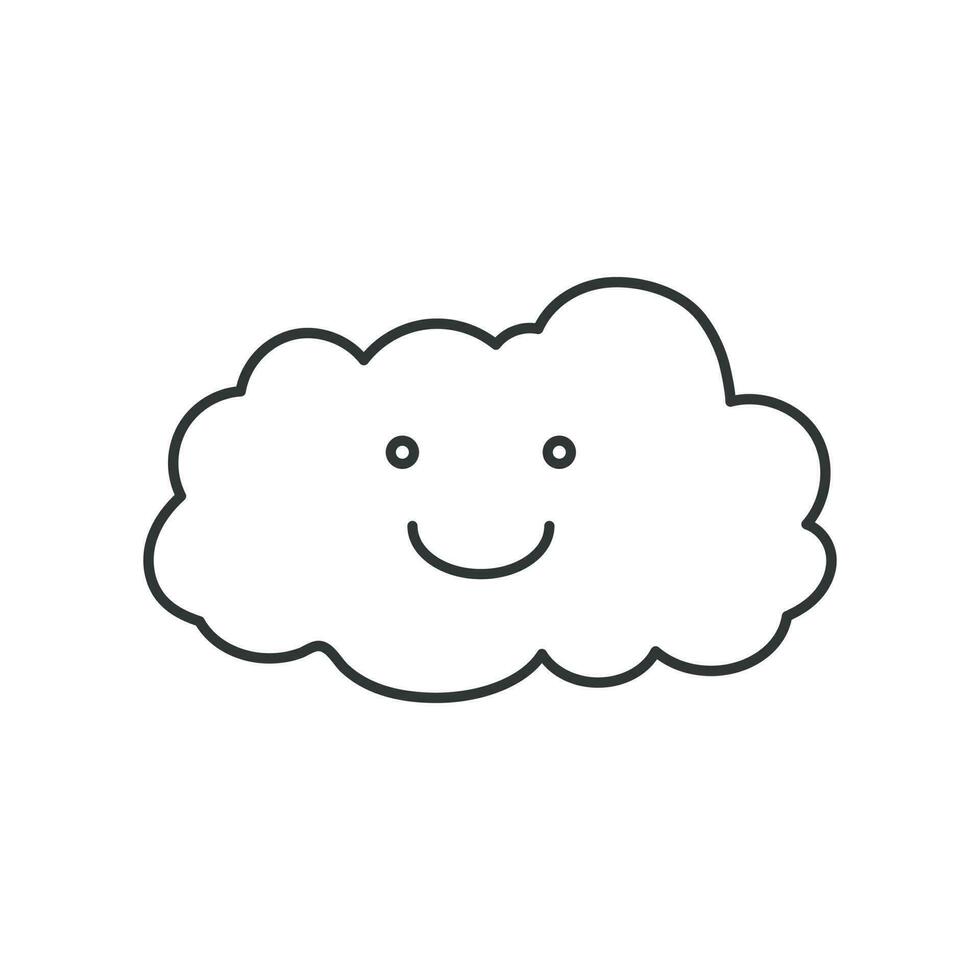Smiling cloud icon.  Illustration in outline style. Vector design.