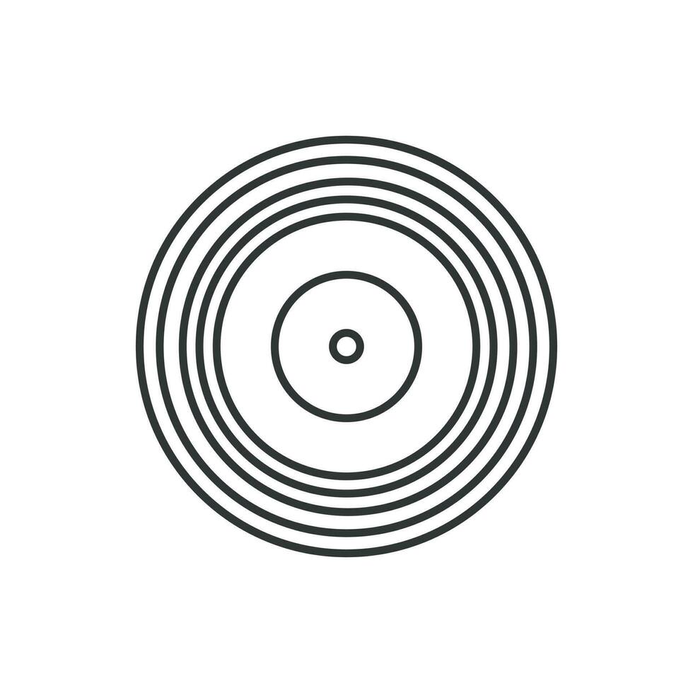 Vinyl record icon. Illustration in outline  style. 70s retro vector design.