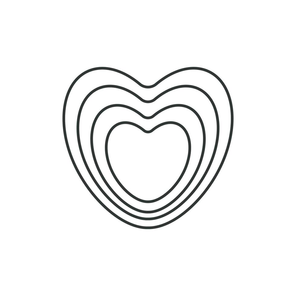 Heart  icon. Illustration in outline style. 70s retro vector design.