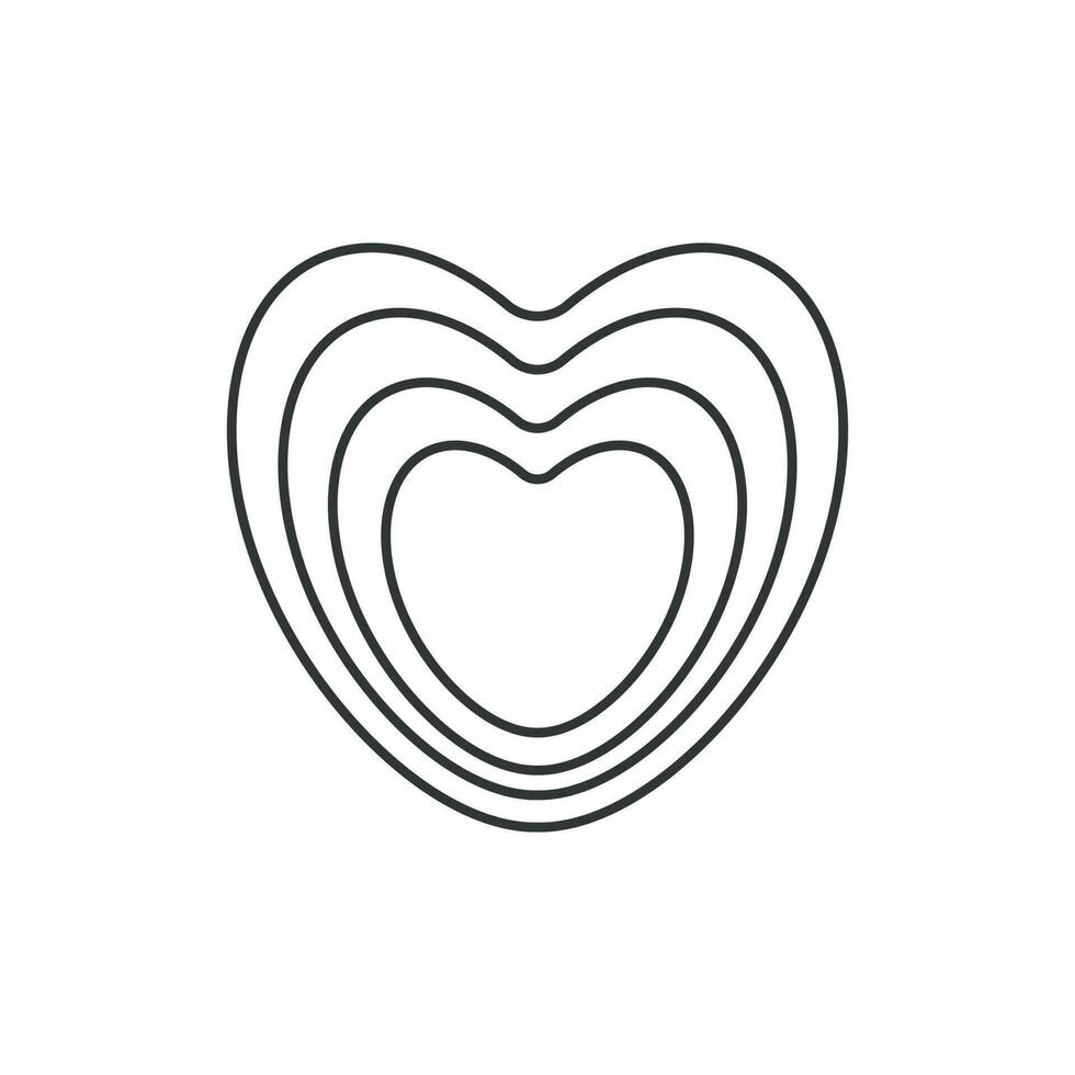 Heart  icon. Illustration in outline style. 70s retro vector design.