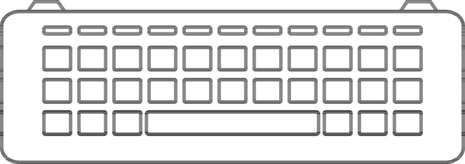 negro línea Arte teclado en plano estilo. vector