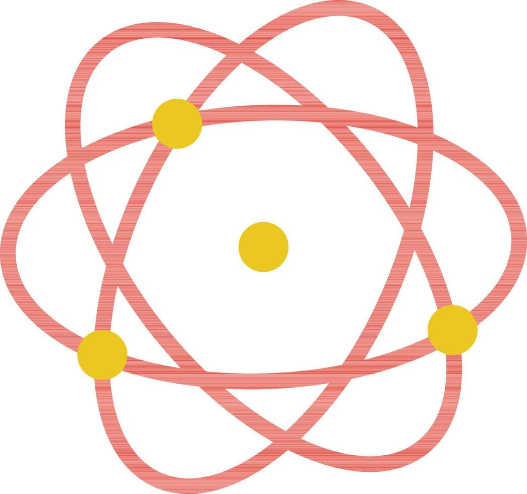 Atomic structure in orange and yellow color. vector