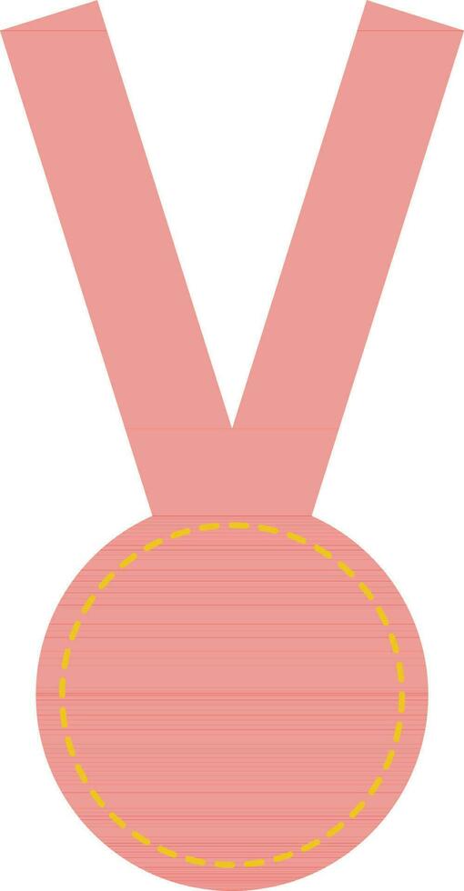 Orange ribbon with circle medal in flat style. vector