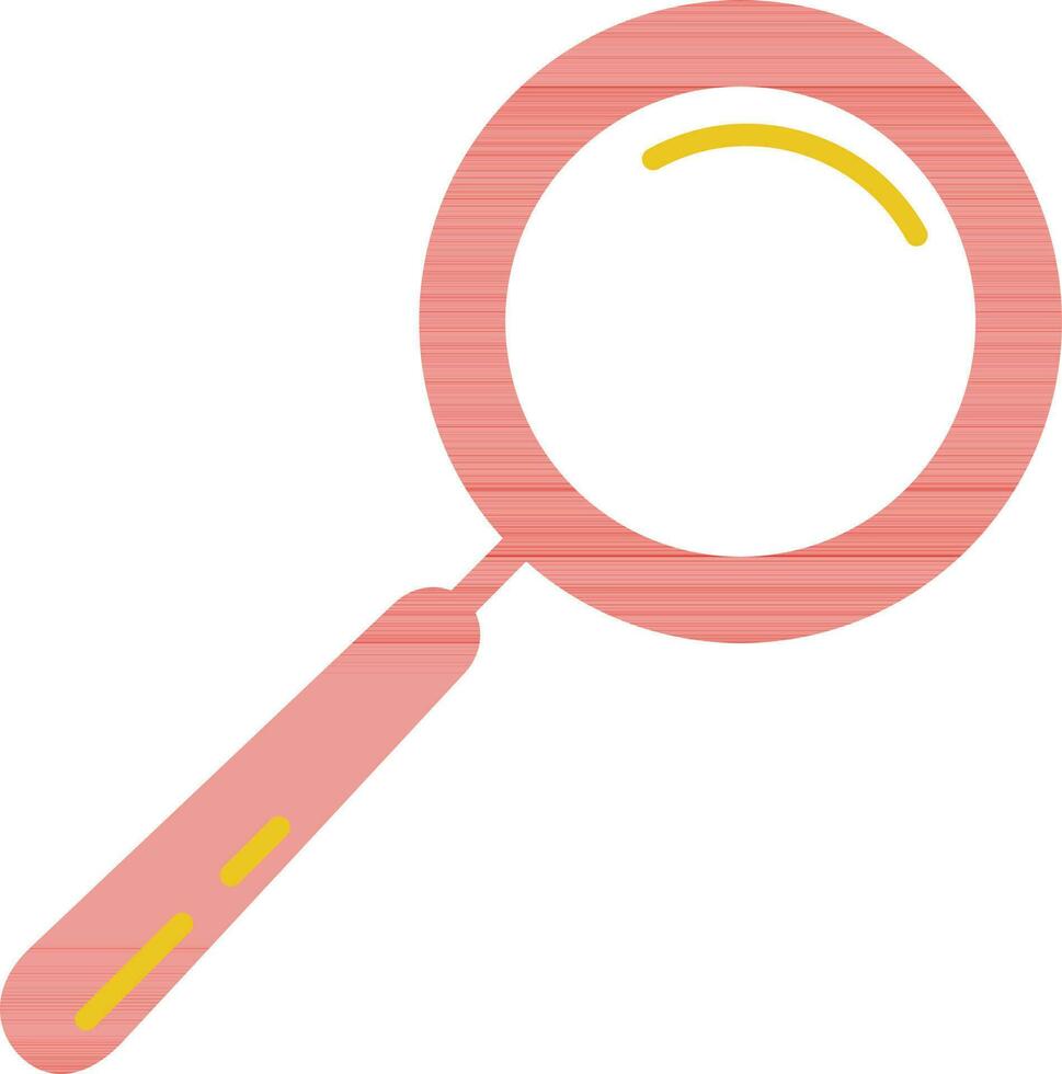 Magnify glass in red and yellow color. vector