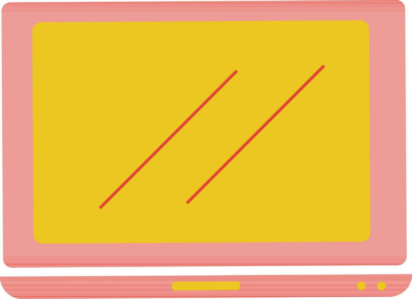 Orange and yellow laptop screen in flat style. vector