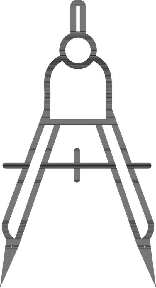 Black line art illustration of a drawing compass. vector