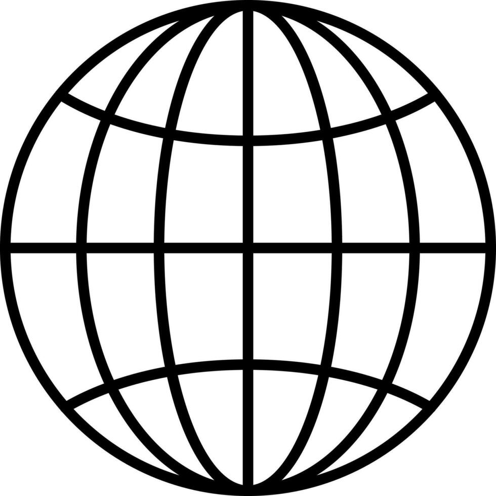 Earth globe in black line art illustration. vector
