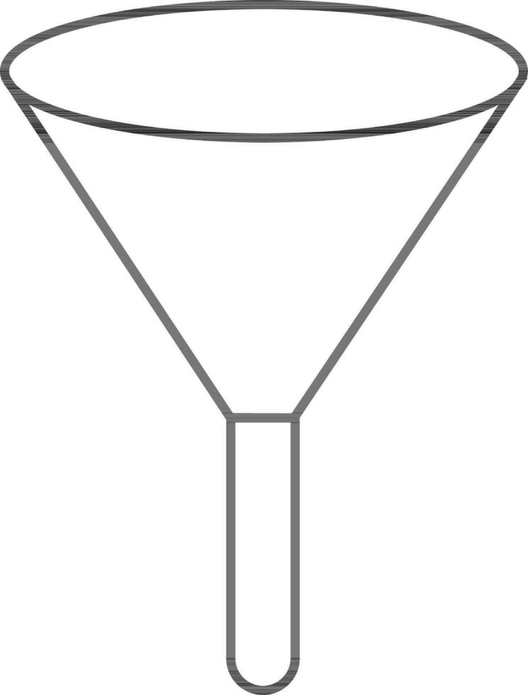 Flat filter funnel in black and white color. vector