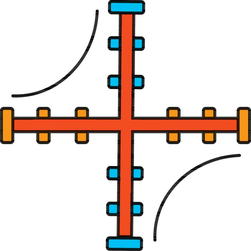 Hyperbola Plot icon in flat style. vector