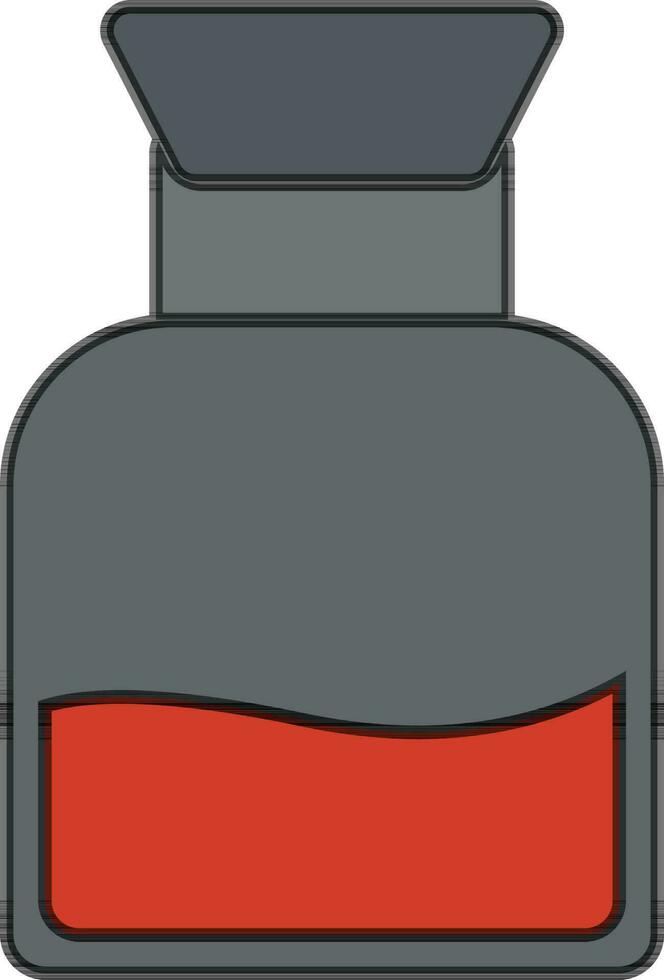 Gray bottle with cork and orange liquid. vector