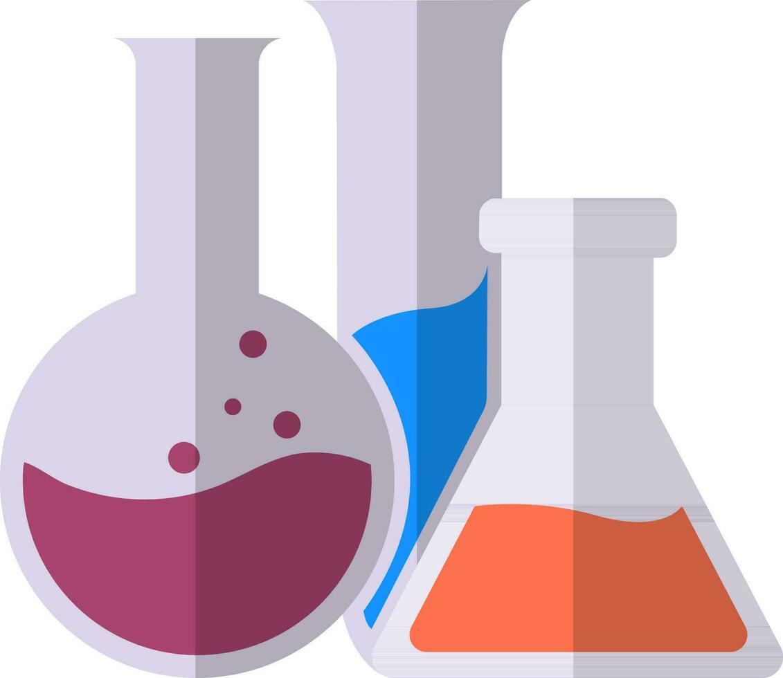 Beaker with test tube and chemical experiment tube. vector