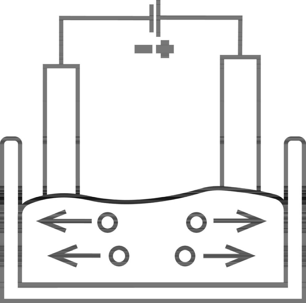 Black and white electrolysis process. vector