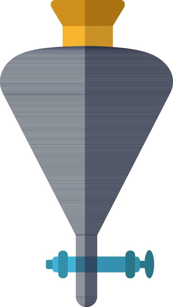 Flat separatory funnel. Blue illustration. vector