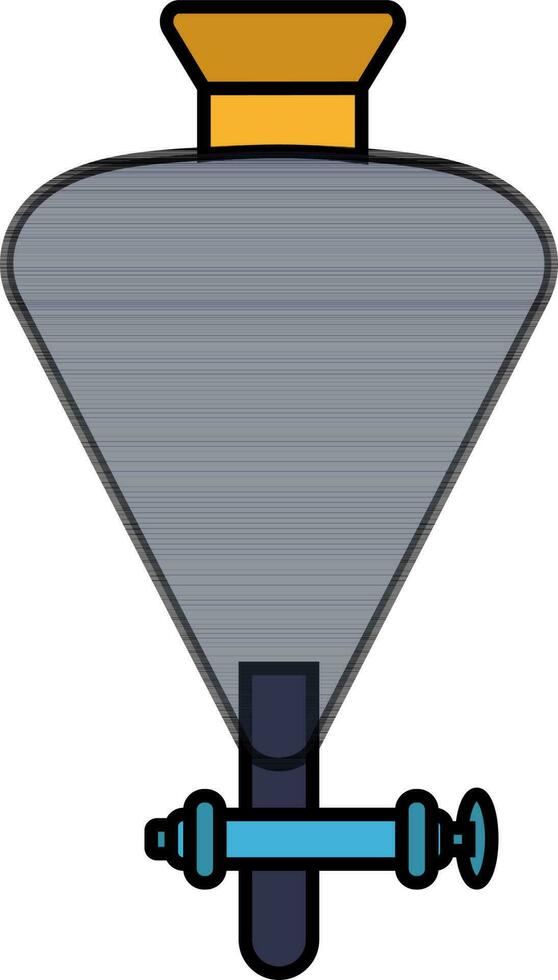Flat separatory funnel. Blue illustration. vector