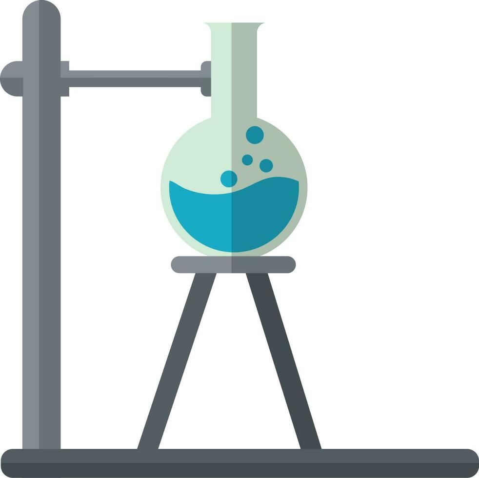 Chemical experiment tube in gray and blue color. vector