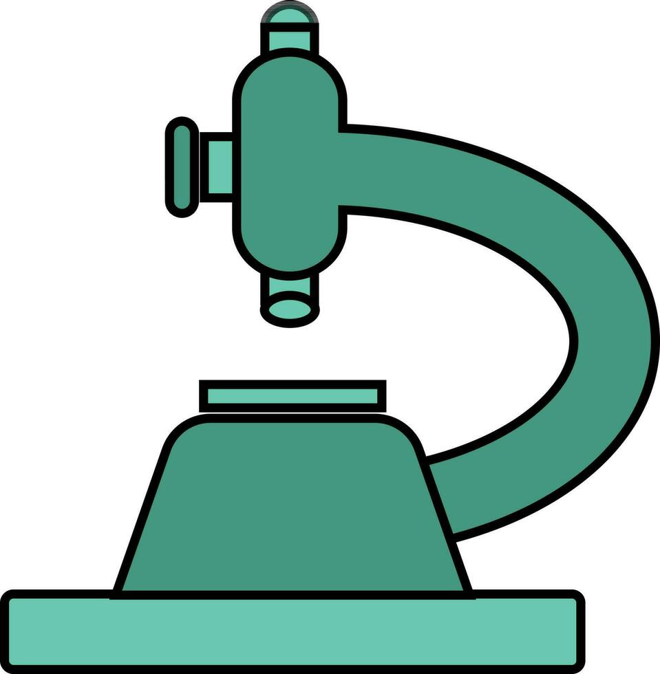 Green microscope in flat style. vector