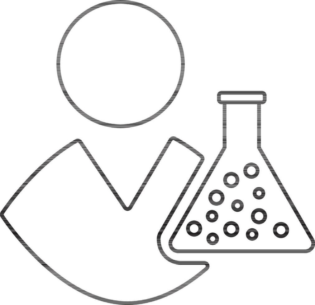Flat style illustration of beaker with man. vector