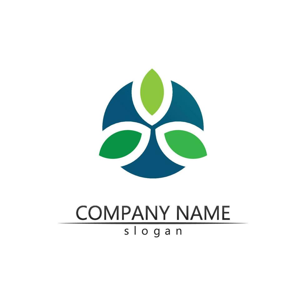 Tree leaf vector and green logo design friendly concept