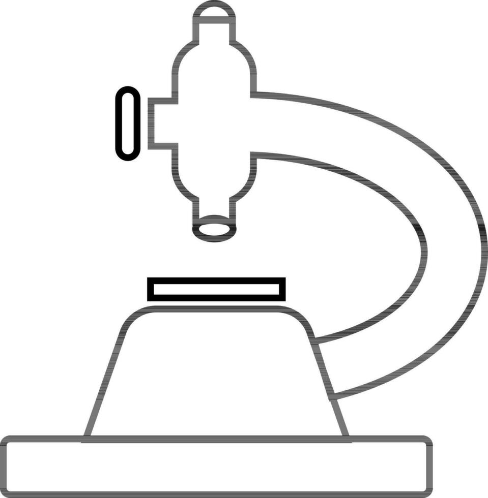 Black and white microscope in flat style. vector