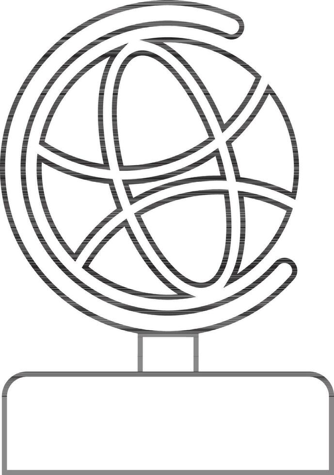 Black and white globe icon or symbol. vector