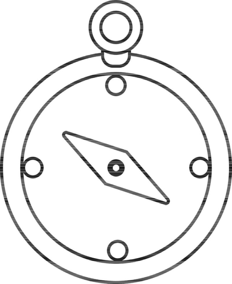 Compass in black and white color. vector