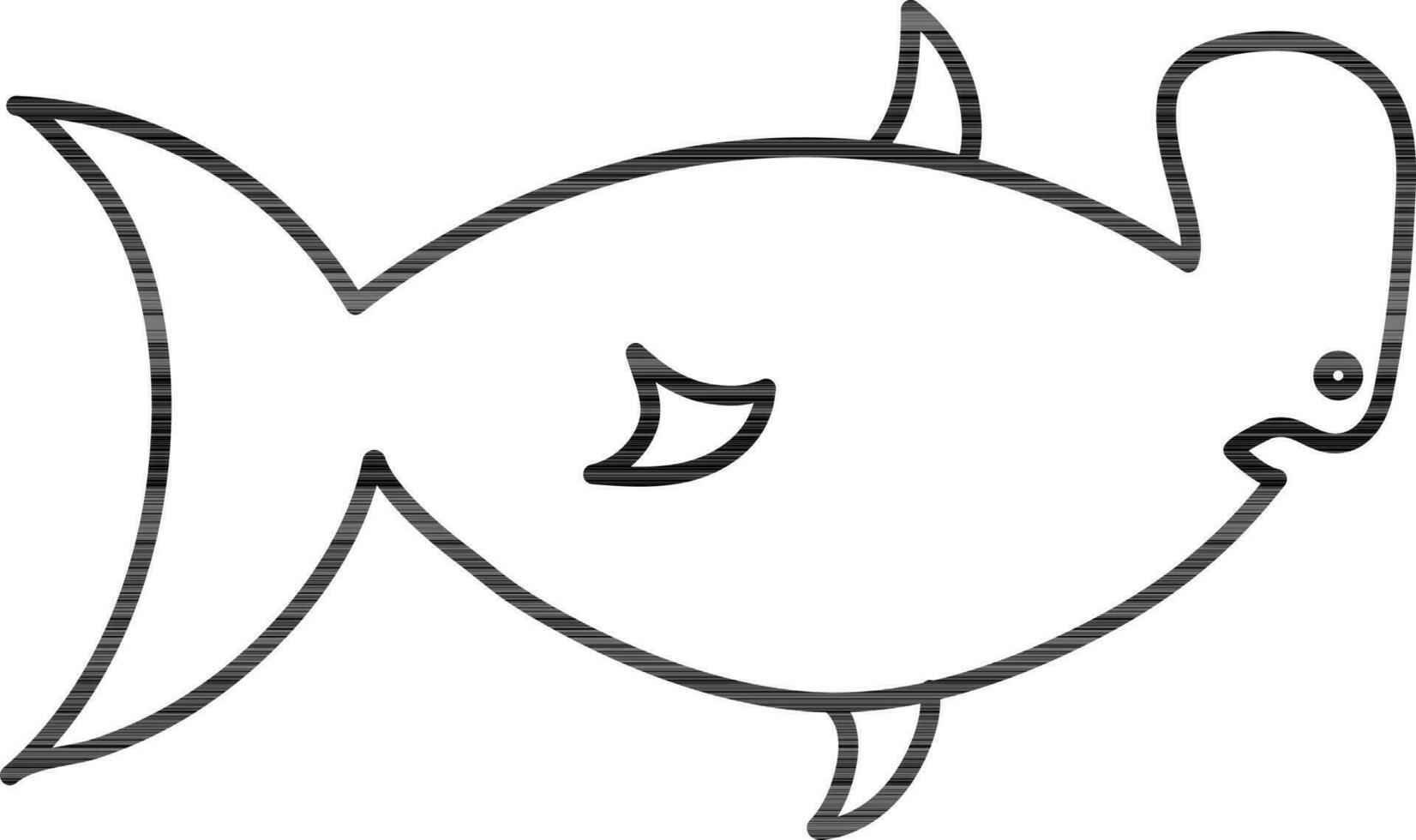 Great hammerhead fish in black line art illustration. vector