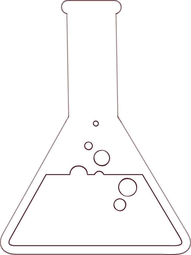 Flat line art illustration of laboratory flask. vector