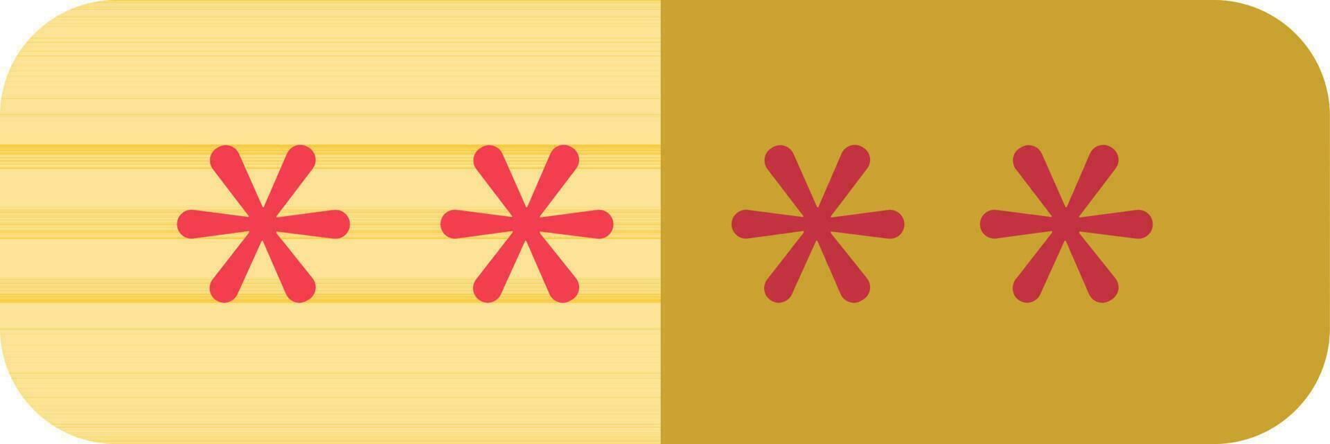 Password icon in red and yellow color. vector