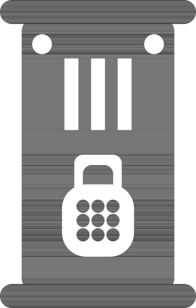 Flat icon of locker in black and white color. vector