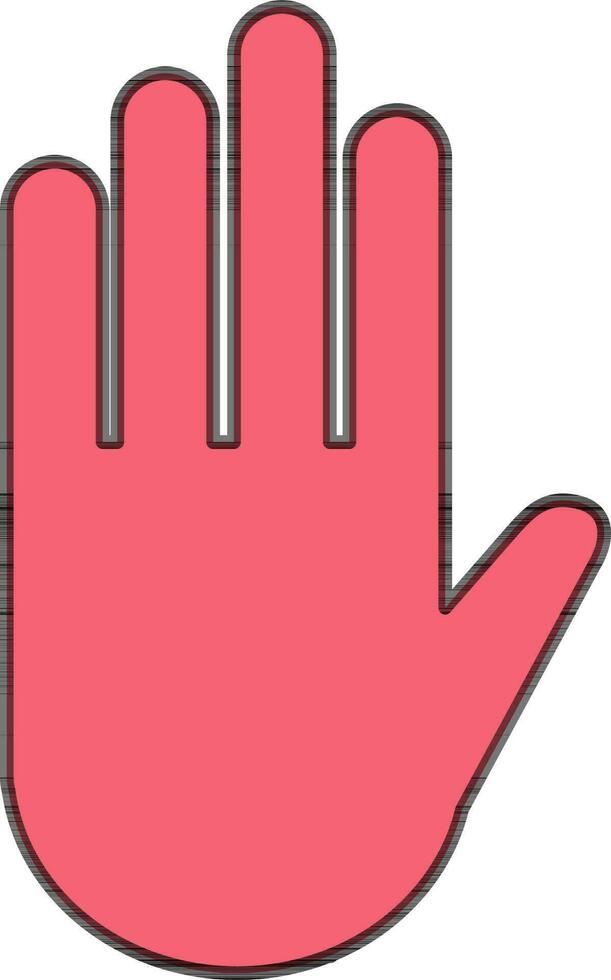 Stop hand sign in pink color. vector