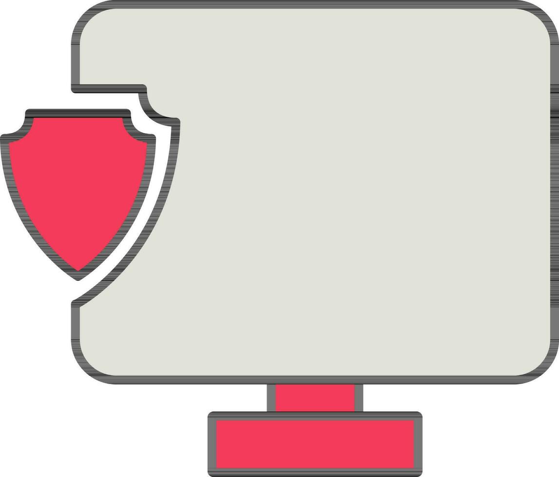 Computer security icon in red and gray color. vector