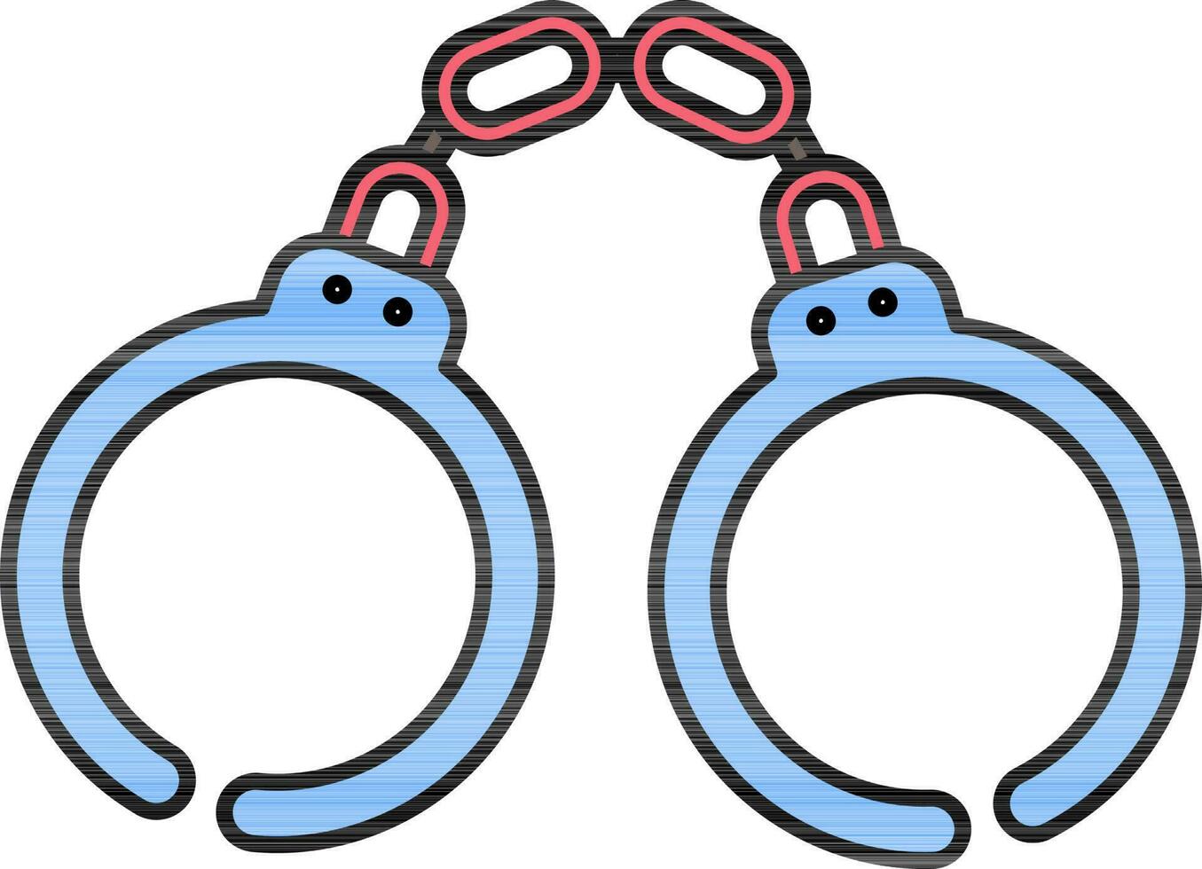 Handcuffs icon in blue and red color. vector