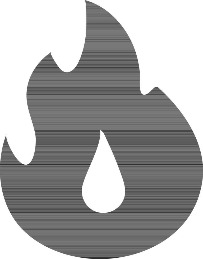 Flame icon in black and white color. vector