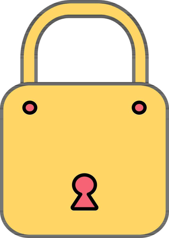 Flat icon of lock in yellow color. vector