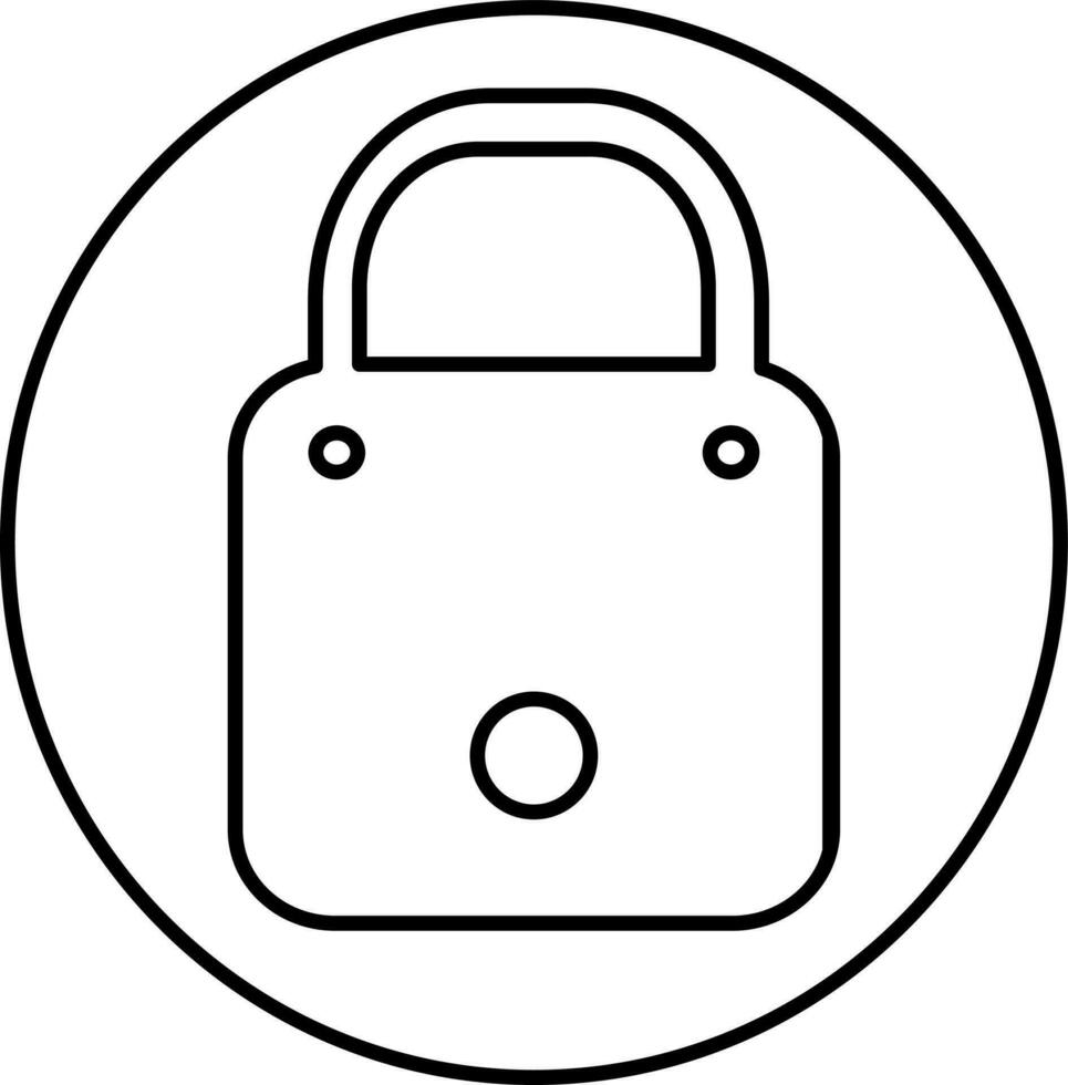 Closed lock icon in circular frame. vector